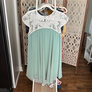 Altar'd State Mint and White Mini Dress